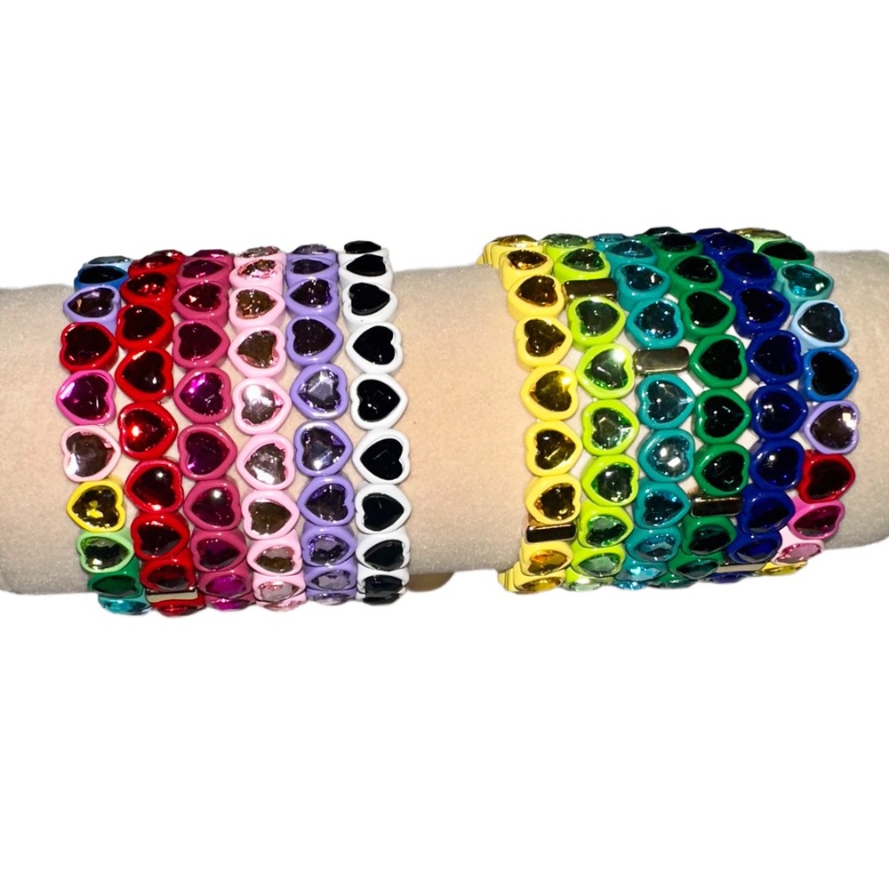 Hot Pink Bezel Heart Stacking Bracelet 💖 - Picture 3 of 4